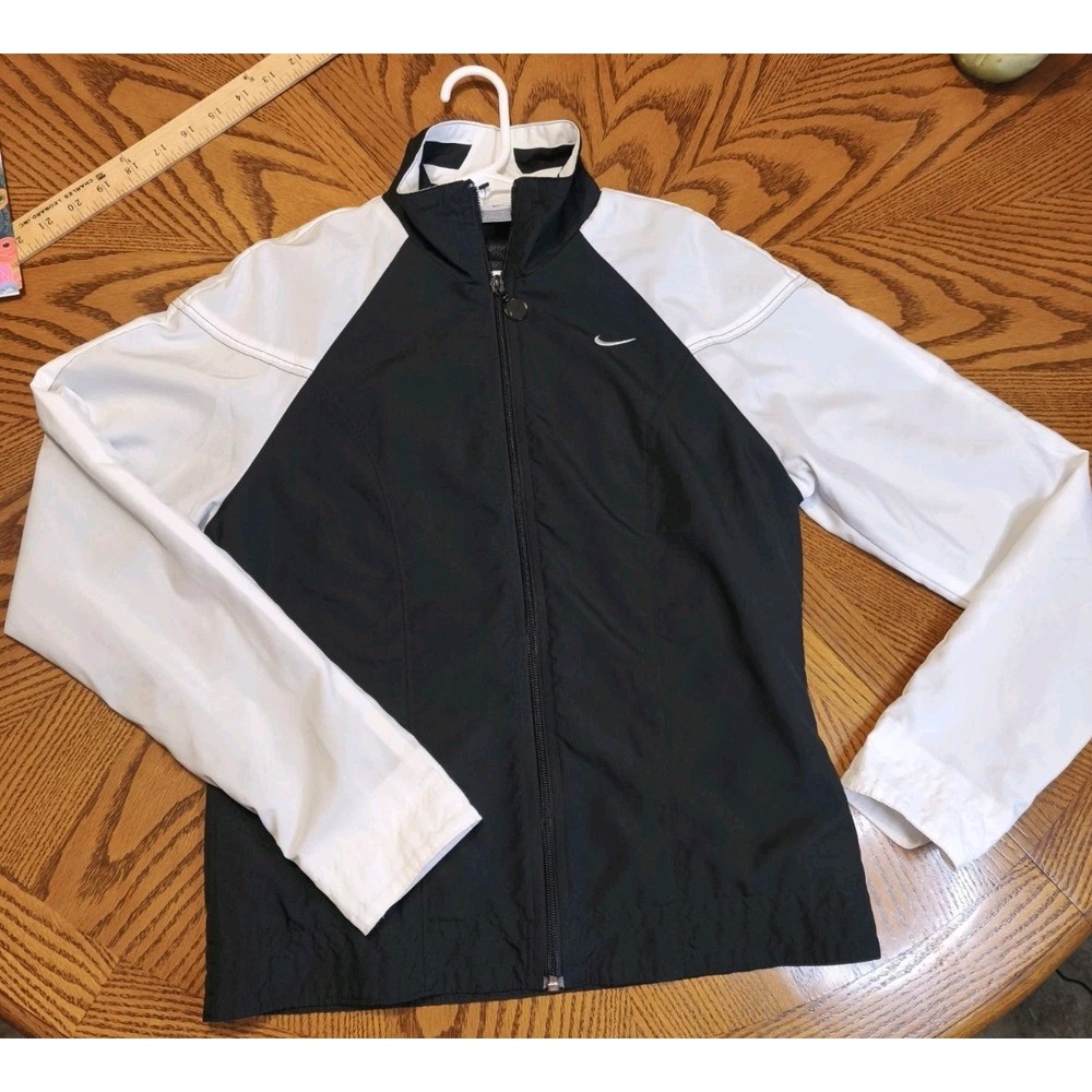 Nike Windbreaker‎ Women's SZ S 4-6  Lined Jacket Black And White Vintage 90s Y2K